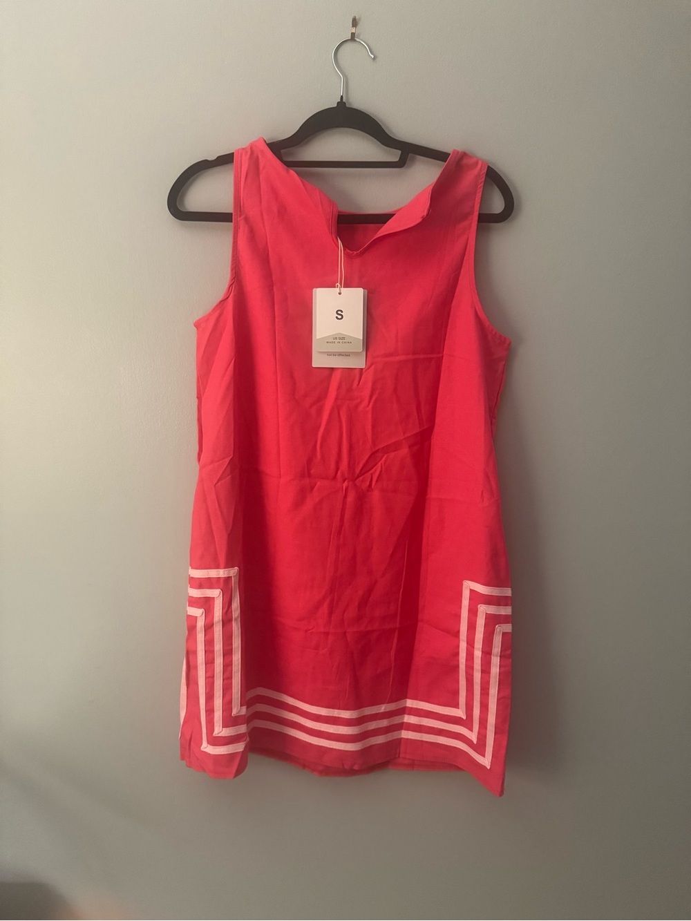 Amazon Hot Pink Sleeveless Shift Dress with light pink Trim S NWT - Picture 4 of 5